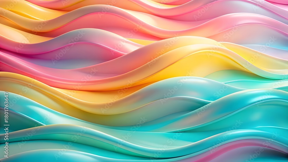 Fototapeta premium Colorful abstract waves featuring vibrant pastel hues and smooth flowing lines