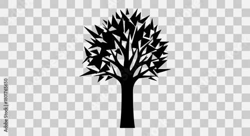 Silhouette of a deciduous tree with a transparent background