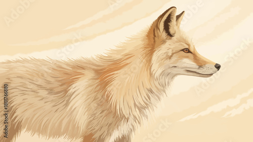 A detailed illustration of a fox with soft fur texture