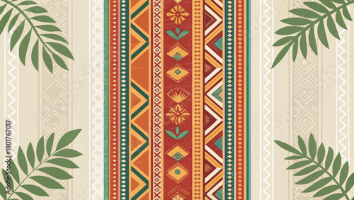 A Filipino Tribal Weave Pattern with Bold Colors and Designs