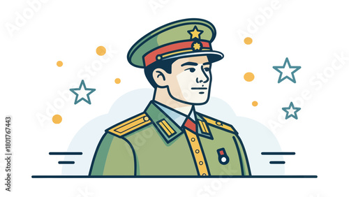 A military officer in uniform vector icon illustration