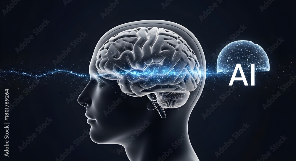 Obraz premium Tech Background Showing Human–AI Interaction