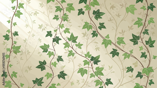 Decorative Ivy Vines with Green Leaves Growing Gracefully