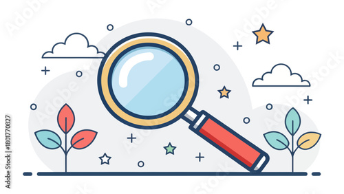 Magnifying Glass Icon in a Flat Vector Design