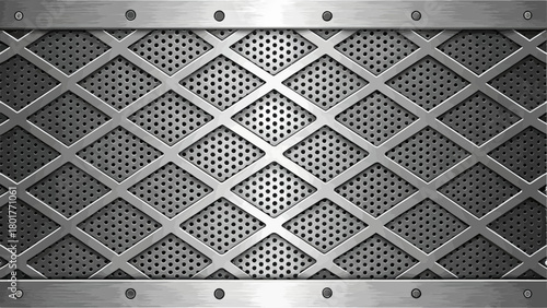 Metallic Perforated Metal Grid Design with Square Panels