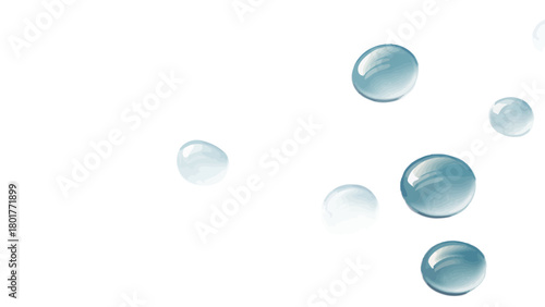 Water Droplets Floating on a White Background