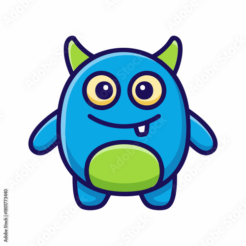 Adorable cartoon monster with cute horns, bright eyes, and friendly smile, it's cartoon monster everyone loves. This cheerful cartoon monster adds charm to any project.