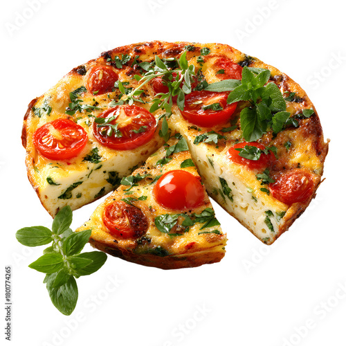 Delicious Vegetable Frittata Topped with Cherry for Culinary Presentation