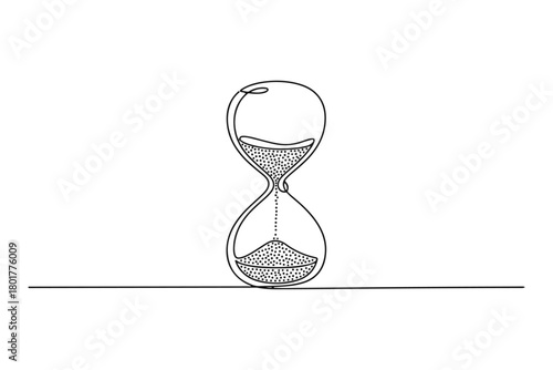 Timeless Timekeeper A Single Line Art Sand Timer Illustration for Elegant Time Management Concepts