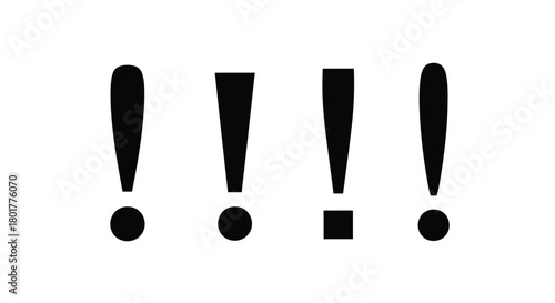 Four exclamation marks of different styles