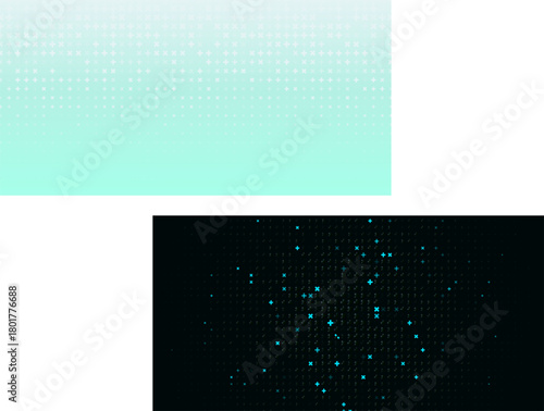 Medical healthcare pattern background, white cross plus x on light mint gradient, clean sterile texture for website, app, report, banner, brochure, forum. Medical patterns. Vector illustration