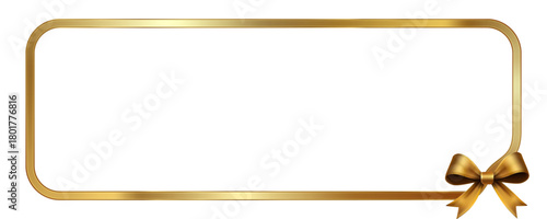 Horizontal golden rounded frame with a decorative ribbon bow