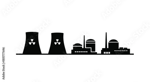 Silhouette of a nuclear power plant