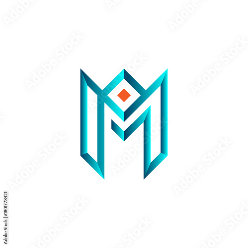 initial letter PM monogram logo unique