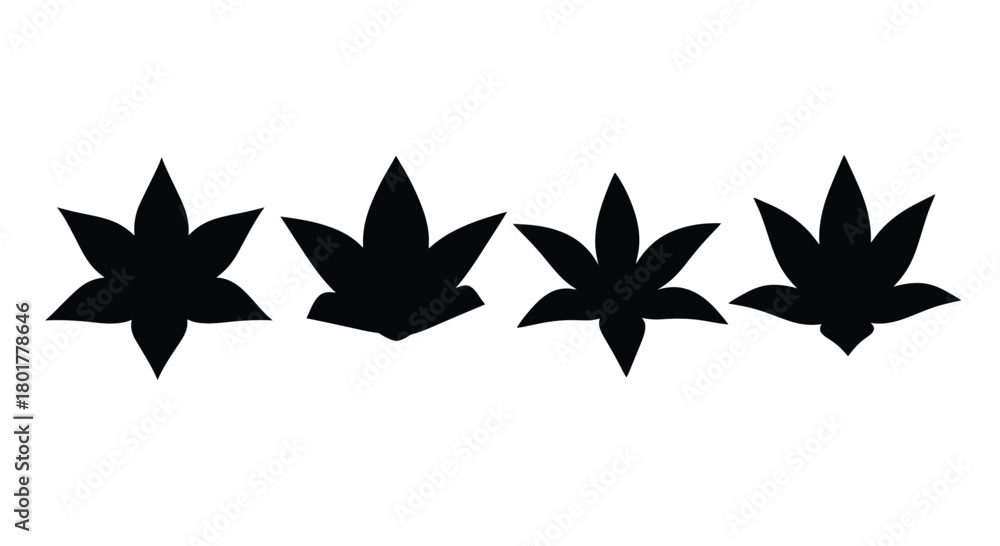 Obraz premium Four cannabis leaf silhouettes in a row