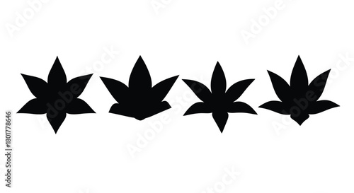 Four cannabis leaf silhouettes in a row