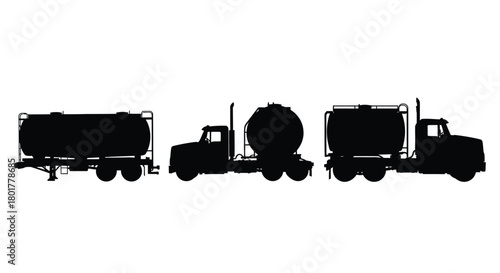 Three fuel truck silhouettes in a row