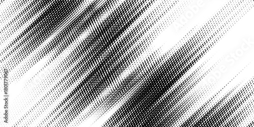 Vector black and white halftone gradient banner, texture template made of lines, grunge graphic backdrop, texture vector background template. eps 10