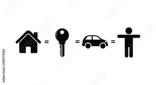 House equals key equals car equals person