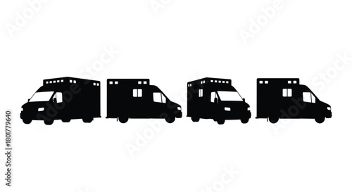 Four ambulance silhouettes for medical emergency use