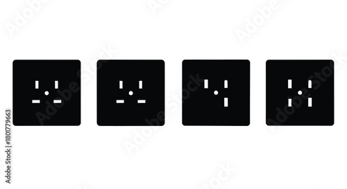 Four electrical outlet silhouettes for power connection