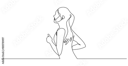 Continuous one line drawing of woman running athlete minimal vector illustration for sport fitness concept. Isolated on transparent background