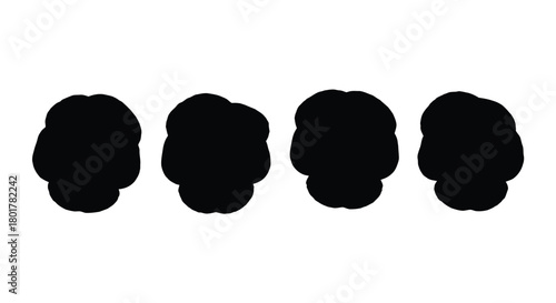 Four cauliflower florets in a row