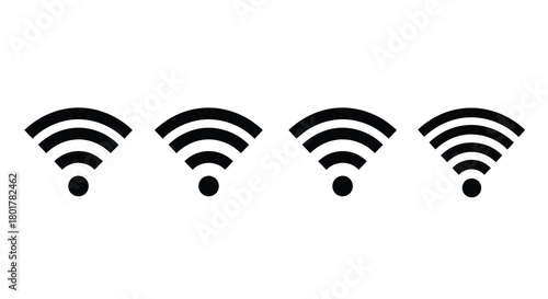 Set of four wifi signal icons