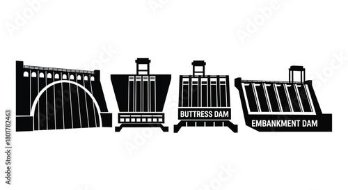 Set of four dam icons