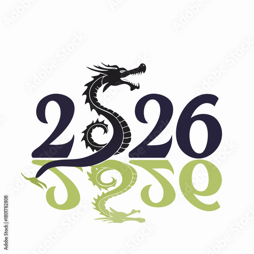 2026年辰年デザイン – 龍をモチーフにしたモダンで華やかな年賀イラスト