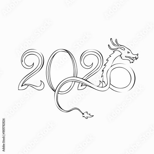 2026年辰年デザイン – 龍をモチーフにしたモダンで華やかな年賀イラスト