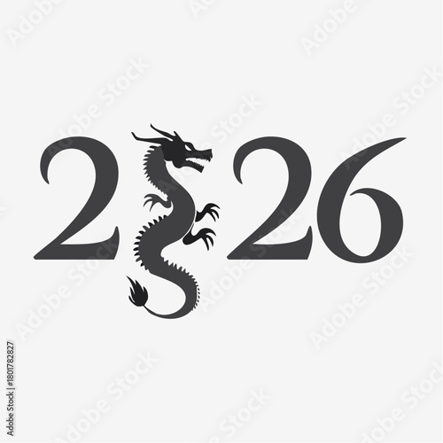 2026年辰年デザイン – 龍をモチーフにしたモダンで華やかな年賀イラスト