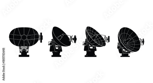 Silhouette of a radar dish antenna