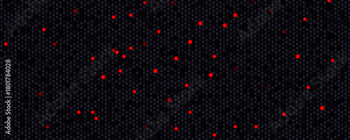 Incident response heatmap background, black hex mesh with red breach pings. Security backgrounds for playbooks, SIEM dashboards, war-room slides. Incident response visuals for SOCs. Vector backdrop