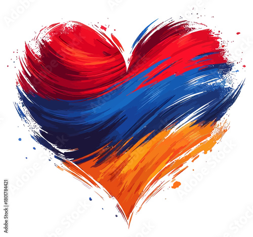 armenia flag vector art illustration in a heart shape