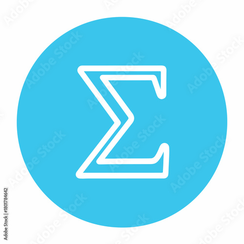 Sigma symbol in a blue circle icon greek letter mathematics