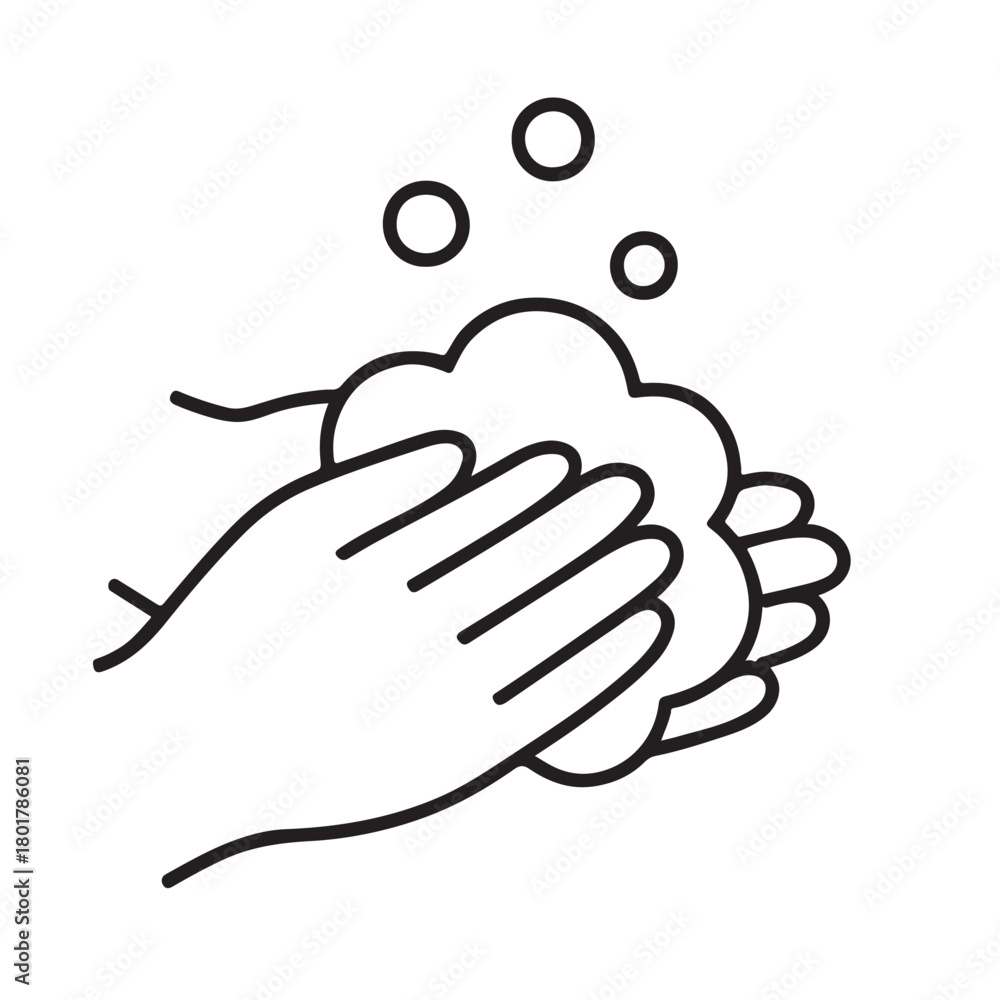 Obraz premium Hands washing with soap bubbles icon hygiene