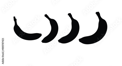 Four banana silhouettes in a row format