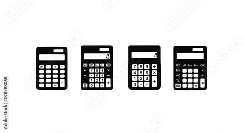 Four calculator silhouettes for math concepts