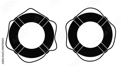 Two black lifebuoy shapes in a row