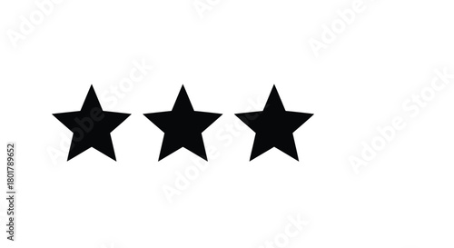 Three black star silhouettes for graphic design