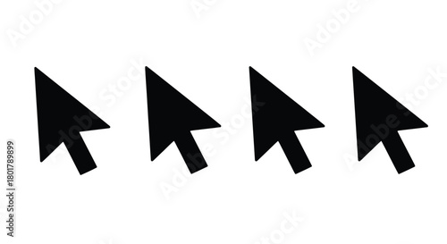Four black arrow cursors in a row