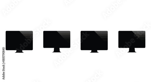 Set of four computer monitor silhouettes