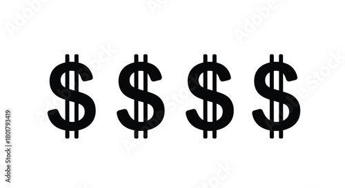 Four dollar signs represent wealth and money