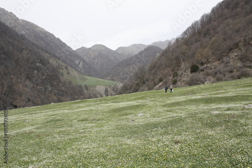 A sunny spring day in a mountain village