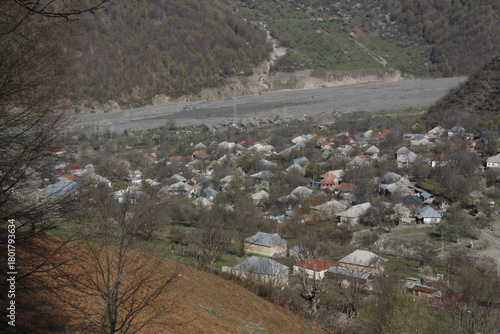 A sunny spring day in a mountain village