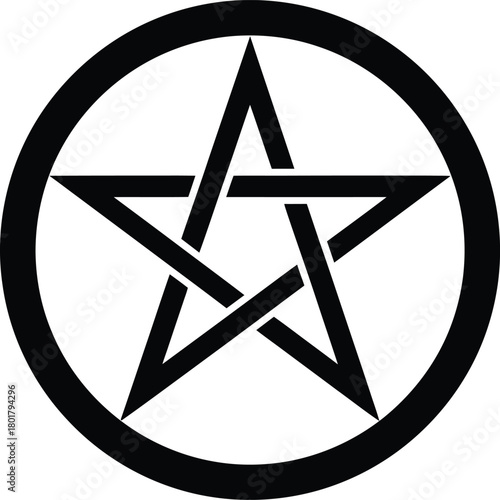Pentagram symbol wicca pagan witchcraft star sign black and white vector eps silhouette