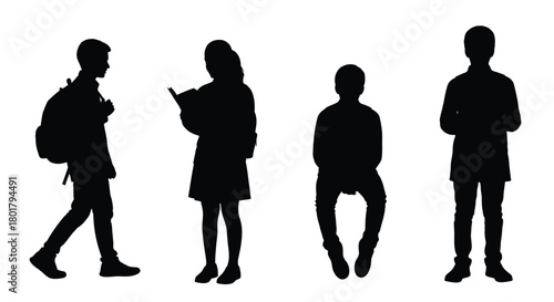 Four people silhouette in different poses