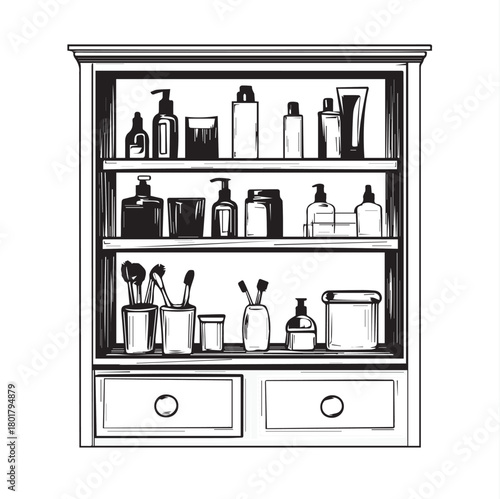 shelf with bottles