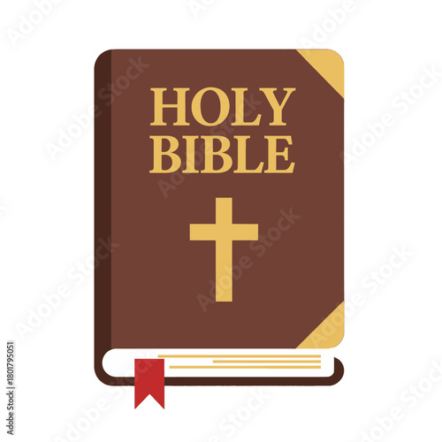 Holy Bible icon with cross and bookmark